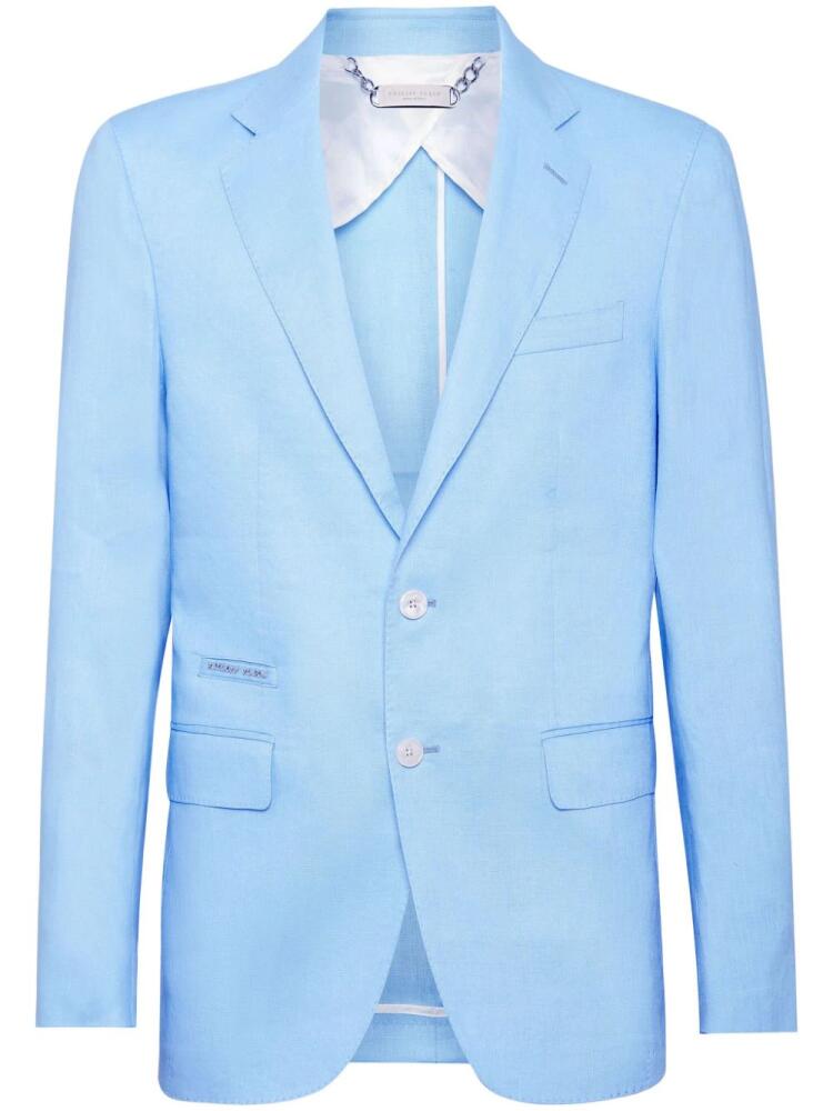 Philipp Plein single-breasted linen blazer - Blue Cover