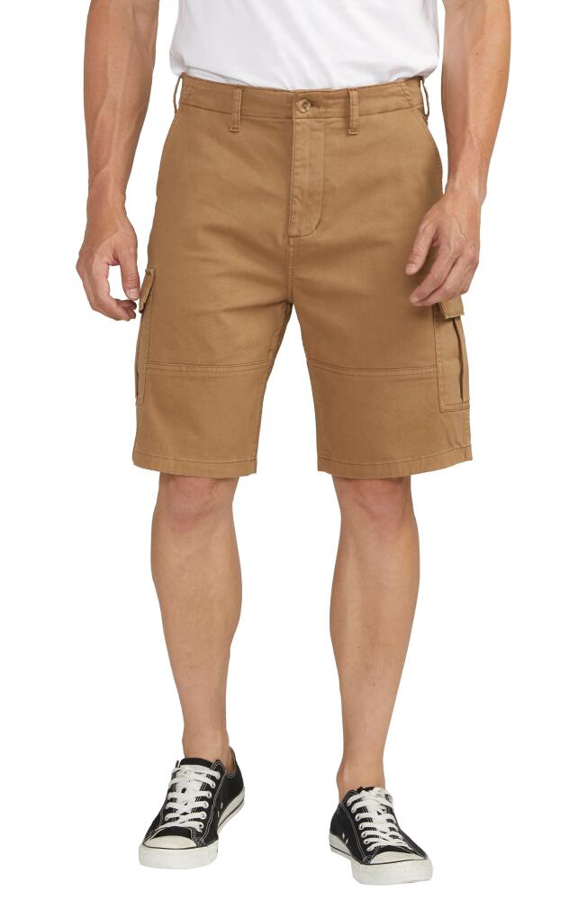 Silver Jeans Co. Stretch Cotton Twill Cargo Shorts in Desert Cover