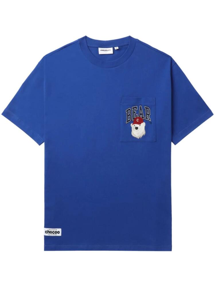 CHOCOOLATE bear-print cotton T-shirt - Blue Cover