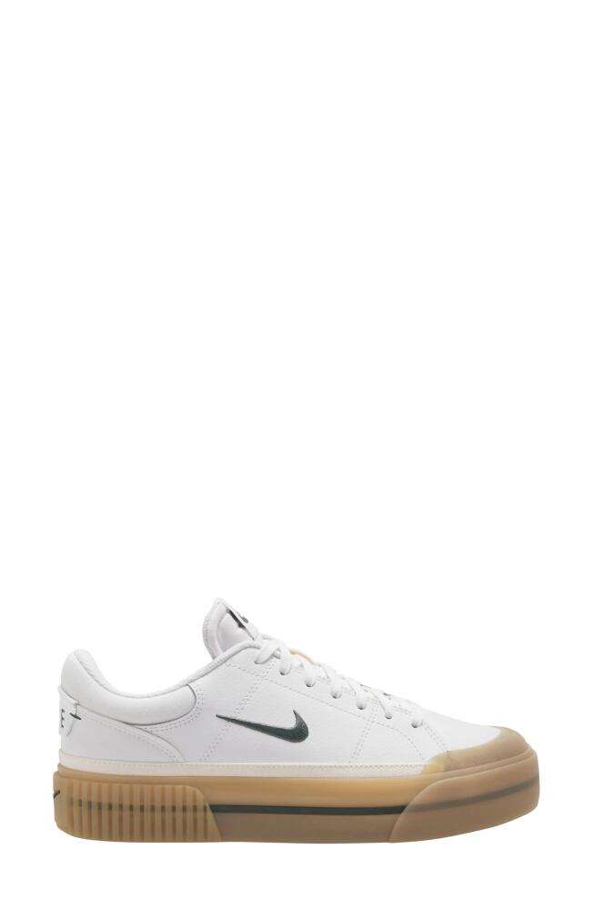 Nike Court Legacy Lift Platform Sneaker in White/Green/Yellow Cover