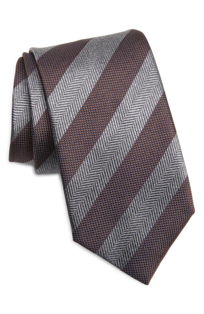 Brioni Stripe Silk Tie in Coffee Cover