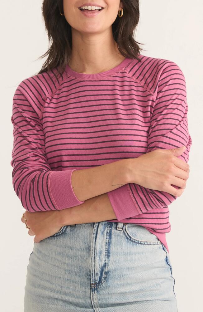 Marine Layer Stripe & Dot Reversible Raglan Pullover in Wine/Rose Cover