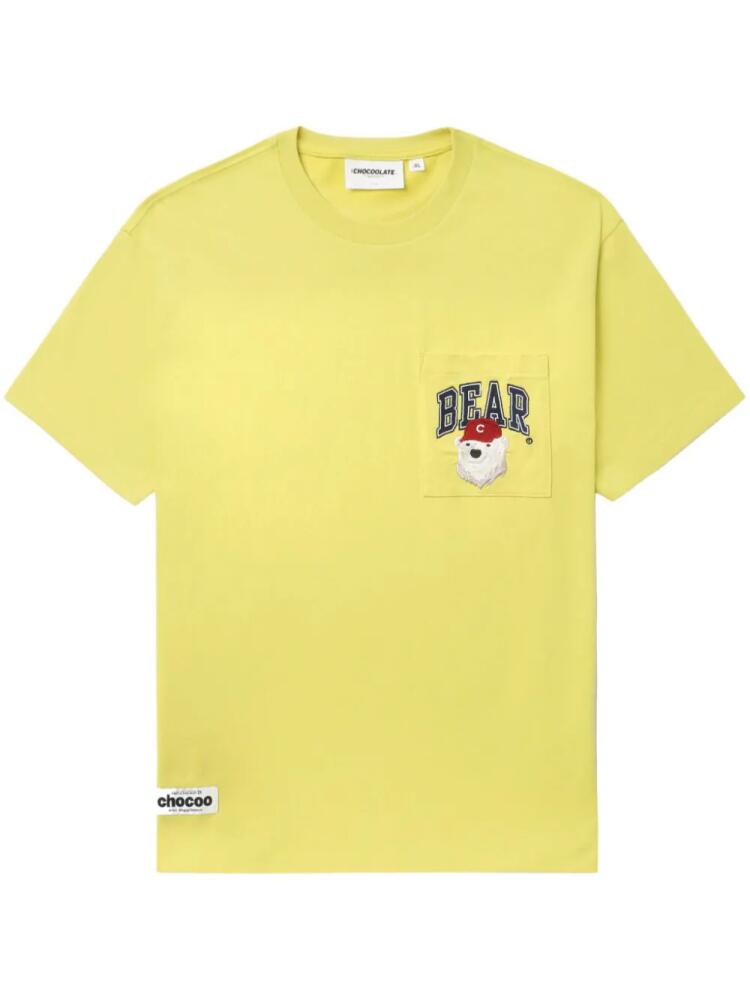 CHOCOOLATE bear-print cotton T-shirt - Yellow Cover