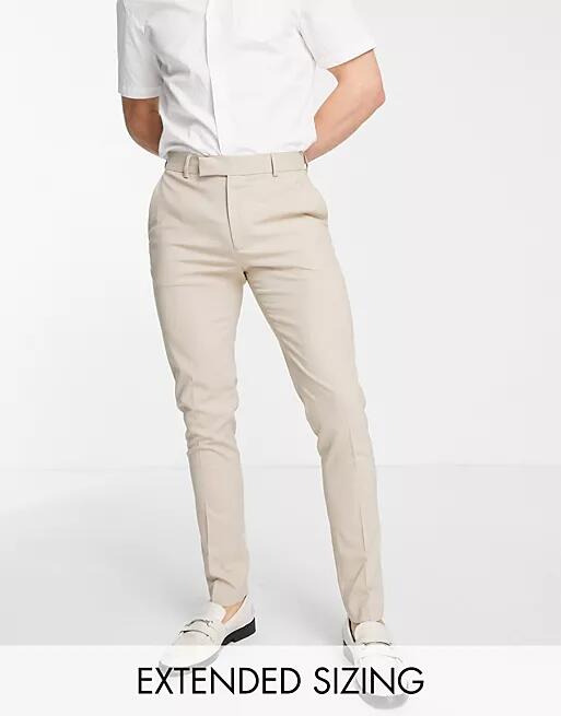 ASOS DESIGN skinny Smart Pants in stone-Neutral Cover