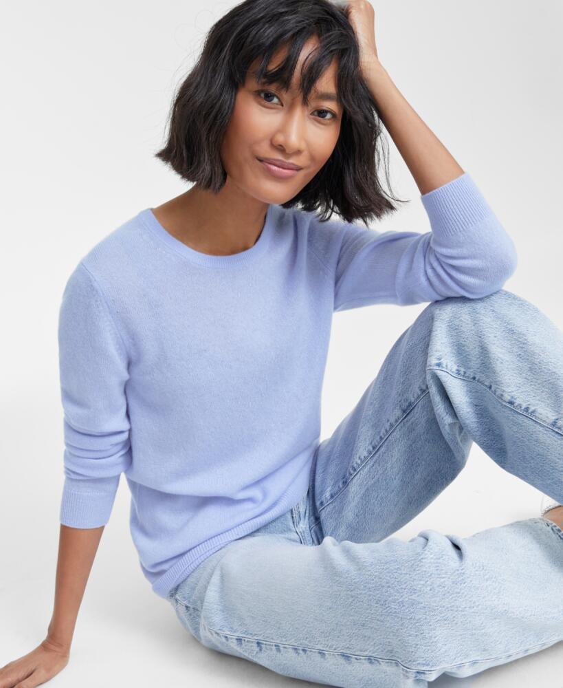 Charter Club 100% Cashmere Women's Long-Sleeve Crewneck Sweater, Regular & Petites, Created for Macy's - Fresh Orchid Cover