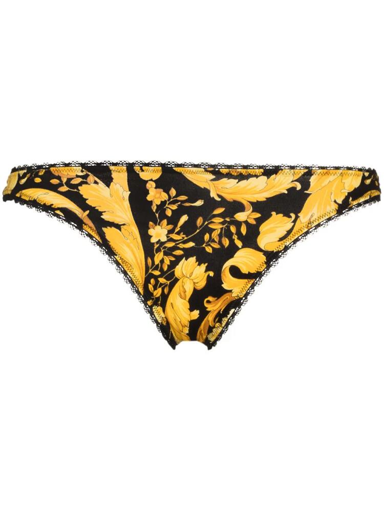 Versace Barocco stretch-cotton thong - Black Cover