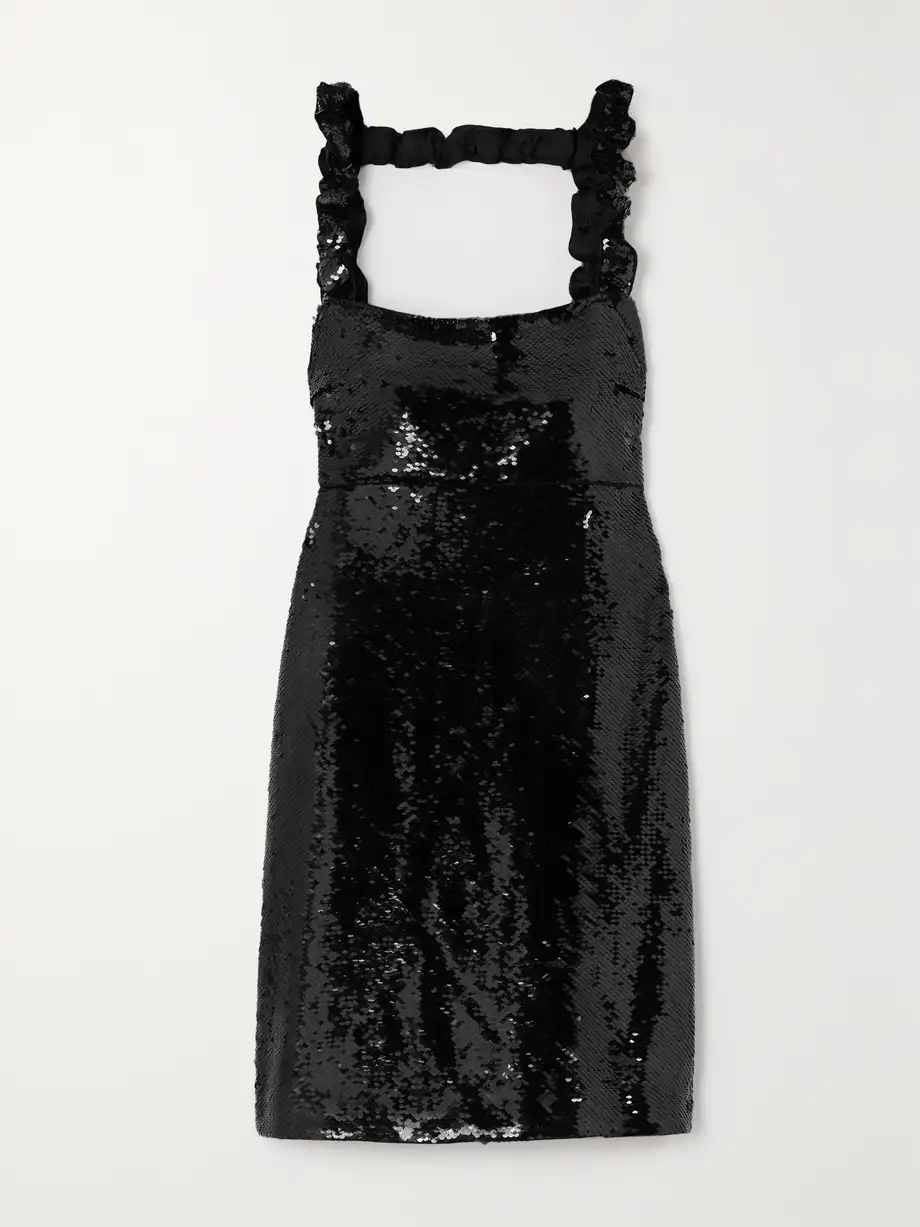 GANNI - Sequined Recycled-satin Mini Dress - Black Cover