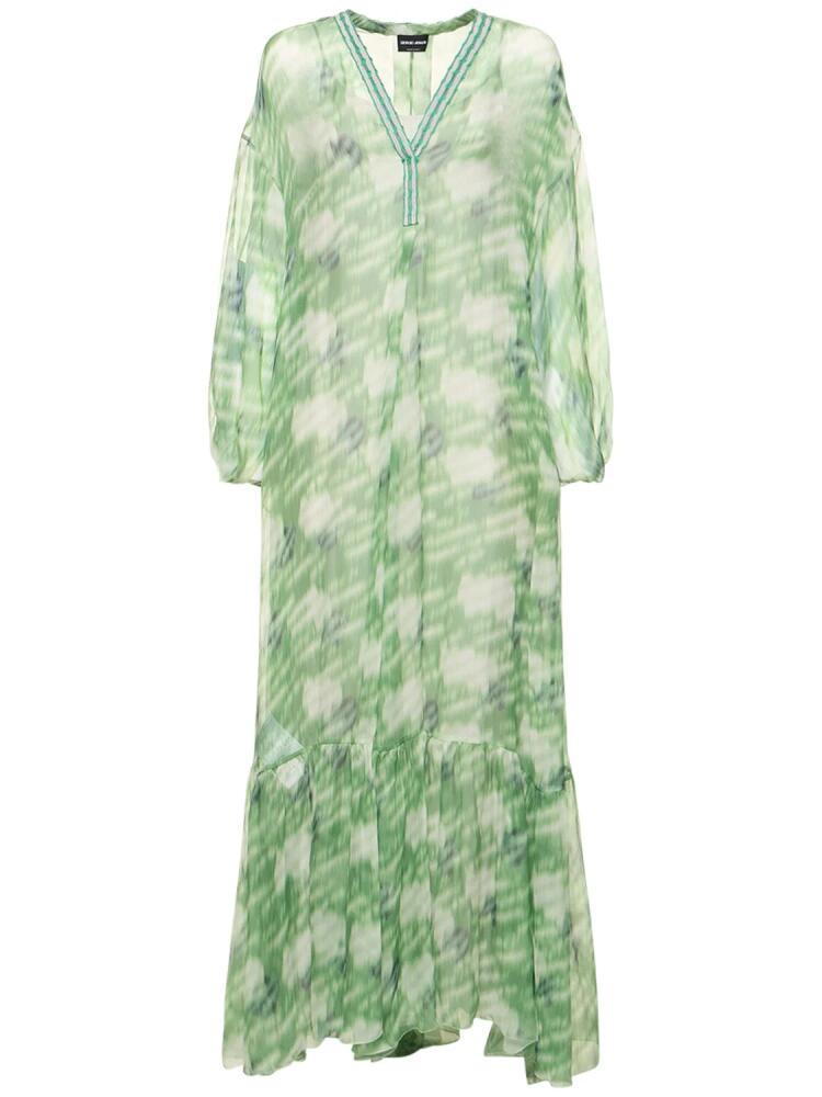 GIORGIO ARMANI Printed Silk Georgette Kaftan Dress Cover