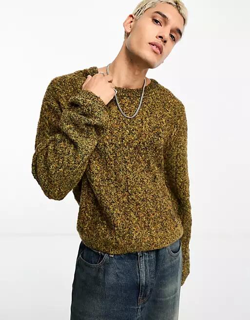 Weekday Jesper wool blend cable knit sweater in green Cover