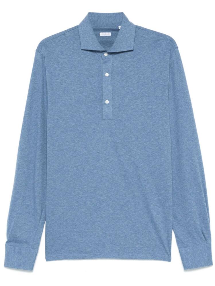 Orian mélange-effect polo shirt - Blue Cover