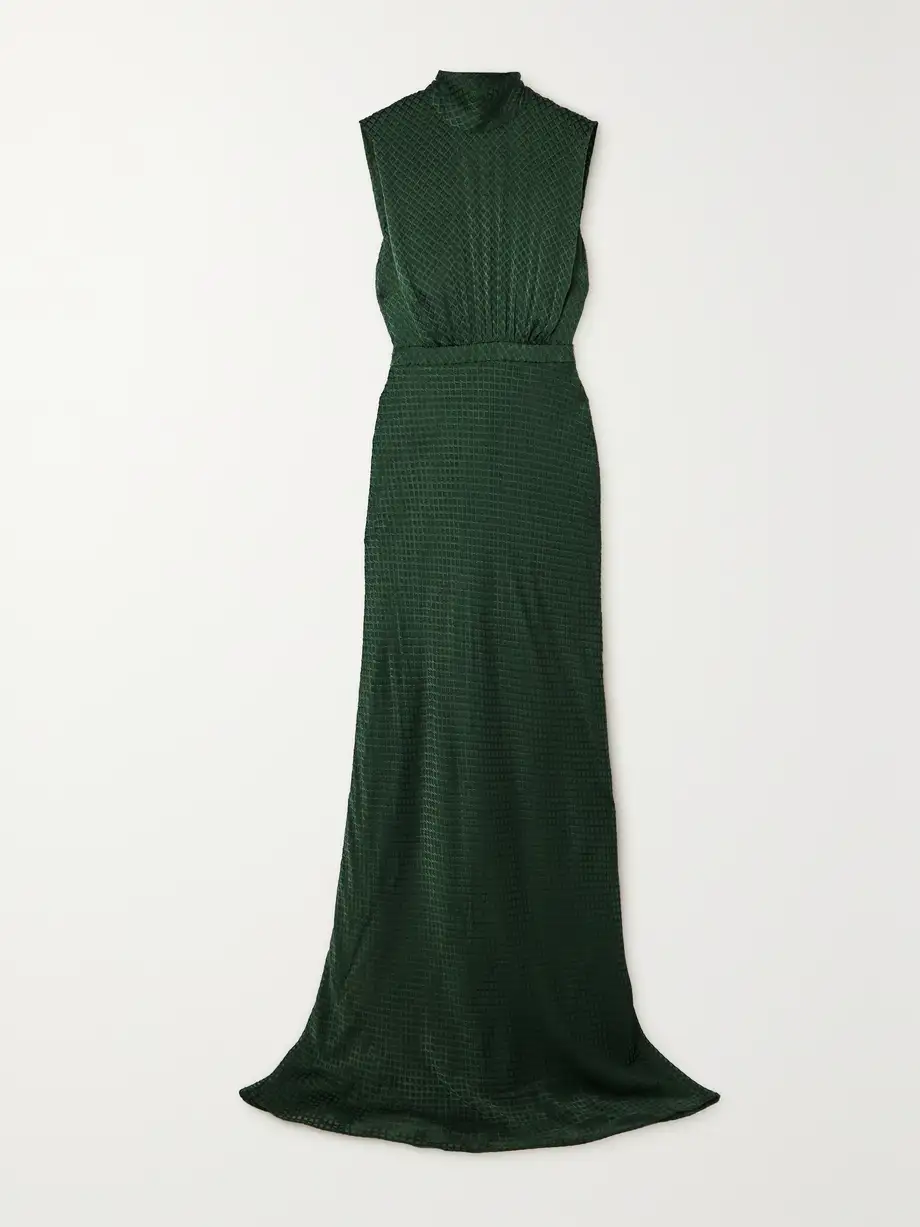 Saloni - Fleur Jacquard Halterneck Gown - Green Cover