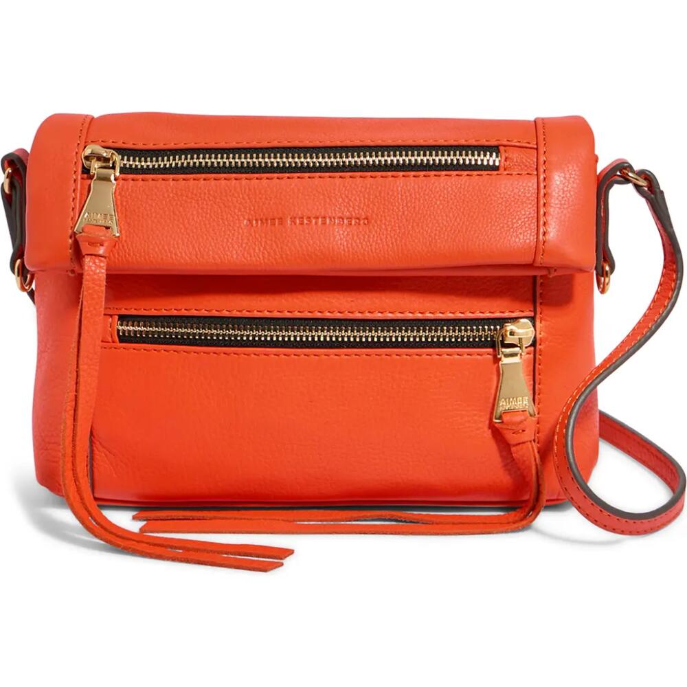 Aimee Kestenberg Crosstown Double Entry Leather Crossbody Bag in Flame Cover