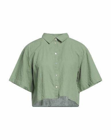 Jjxx By Jack & Jones Woman Shirt Military green Cotton, Linen Cover