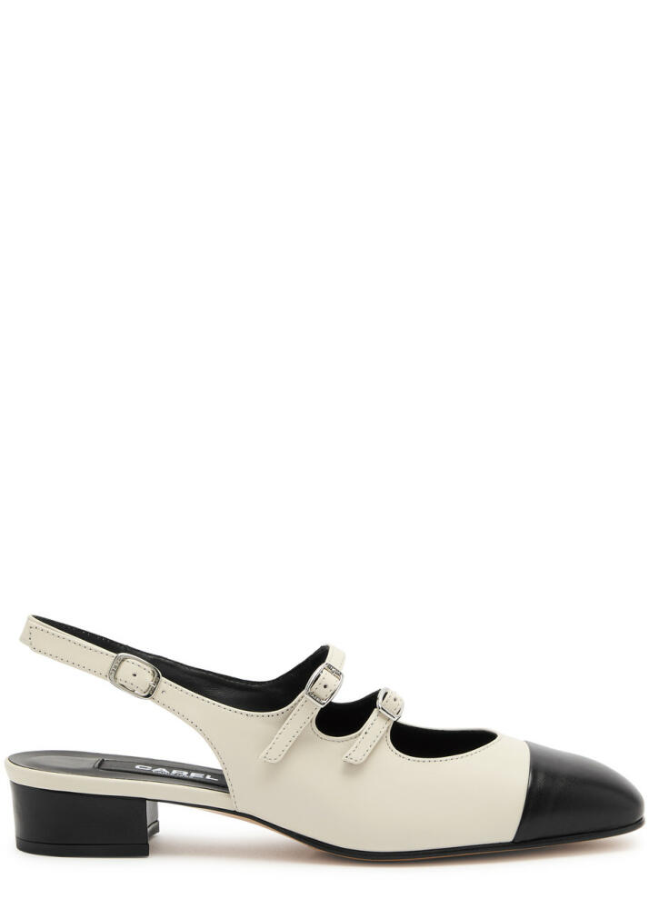 Carel Abricot 20 Leather Slingback Mary Jane Pumps - White And Black Cover