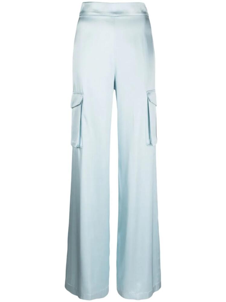 Amen high-waisted satin-finish trousers - Blue Cover