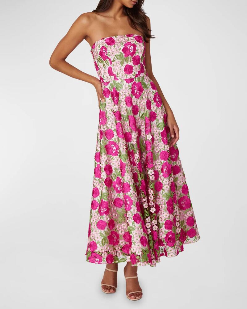 Shoshanna Strapless Floral-Embroidered Maxi Dress Cover