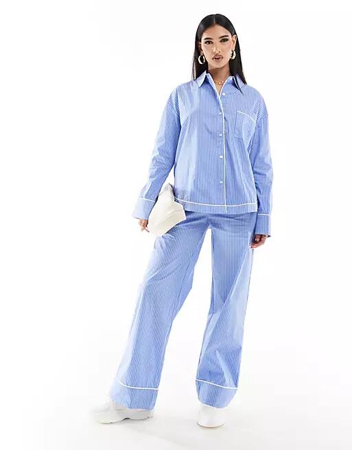 The Couture Club stripe pants with piping detail in blue - part of a set Cover