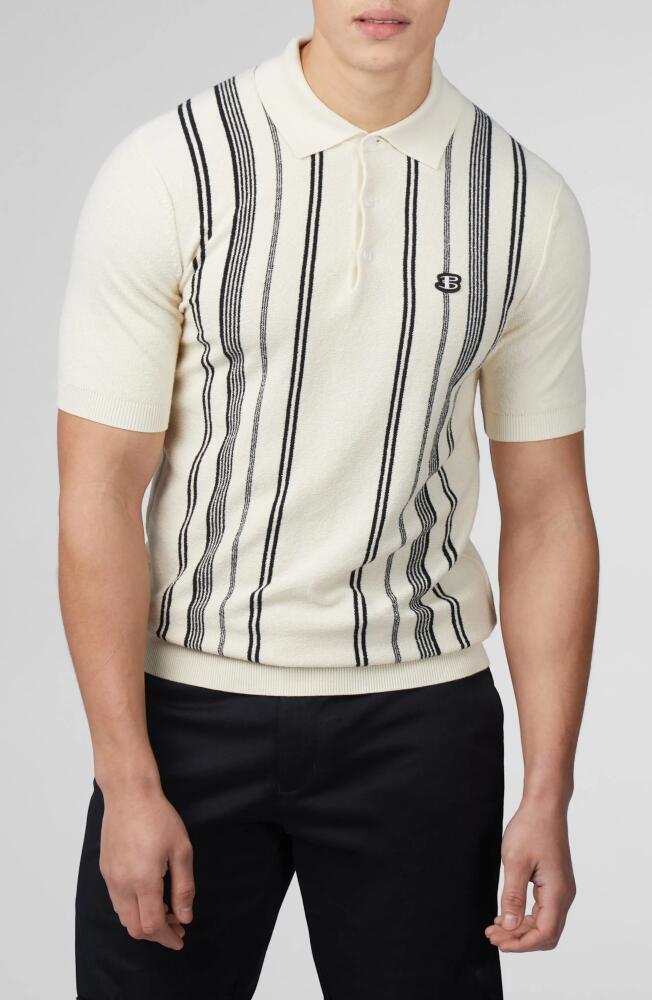 Ben Sherman Mix Stripe Polo Sweater in Ivory Cover