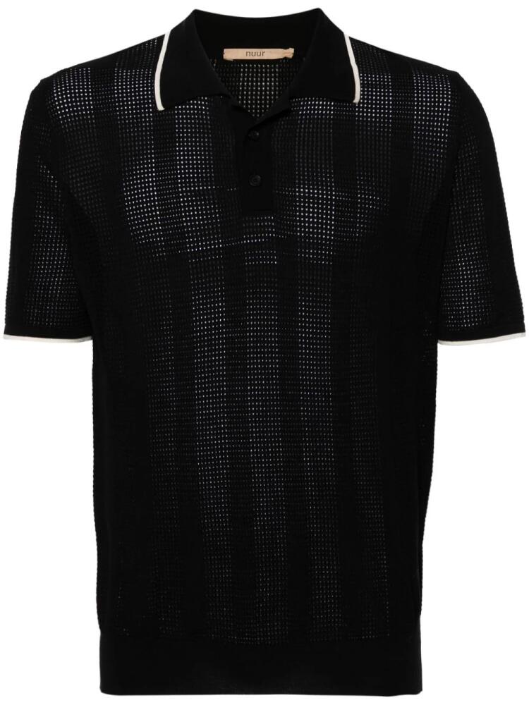 Nuur open-knit polo shirt - Black Cover