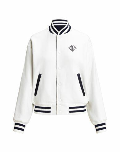 Polo Ralph Lauren Logo Reversible Bomber Jacket Woman Jacket White Cotton, Recycled polyester Cover