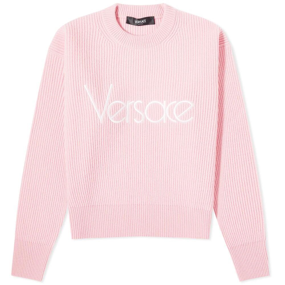 Versace Women's Knitted Logo Jumper in Pale Pink Cover