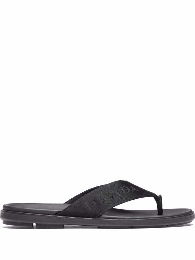 Prada logo motif leather flip flops - Black Cover