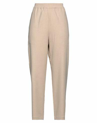 Niū Woman Pants Beige Polyester, Viscose, Wool, Elastane Cover