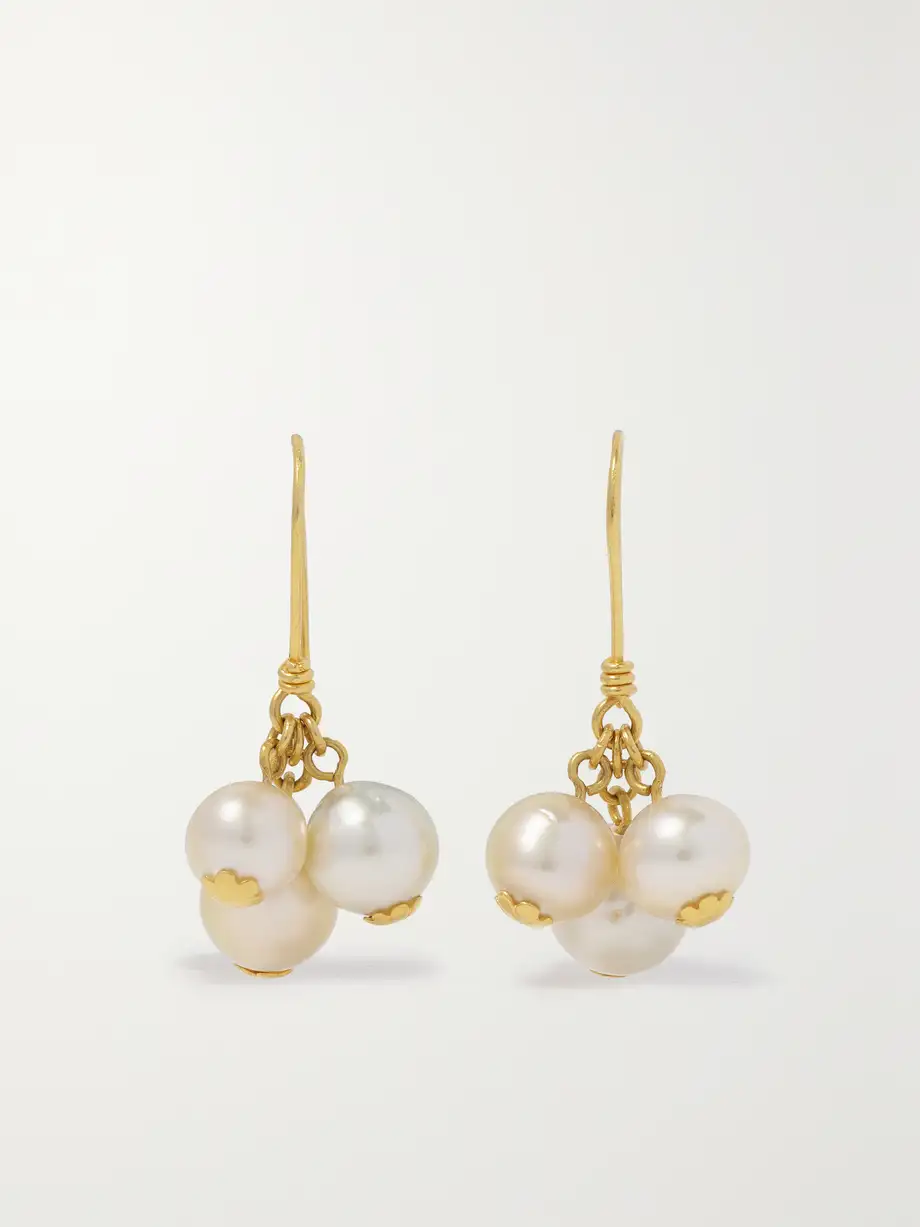 Pippa Small - 18-karat Gold Pearl Earrings - White Cover