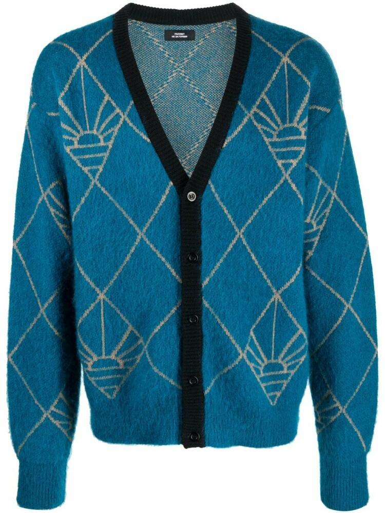 RASSVET logo-monogram print knit cardigan - Blue Cover