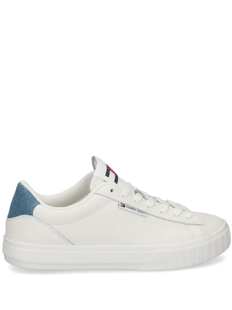 Tommy Jeans denim-trimmed leather sneakers - White Cover