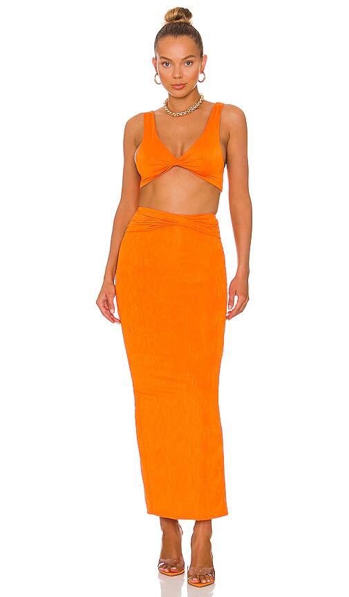 superdown Joana Maxi Skirt Set in Orange Cover