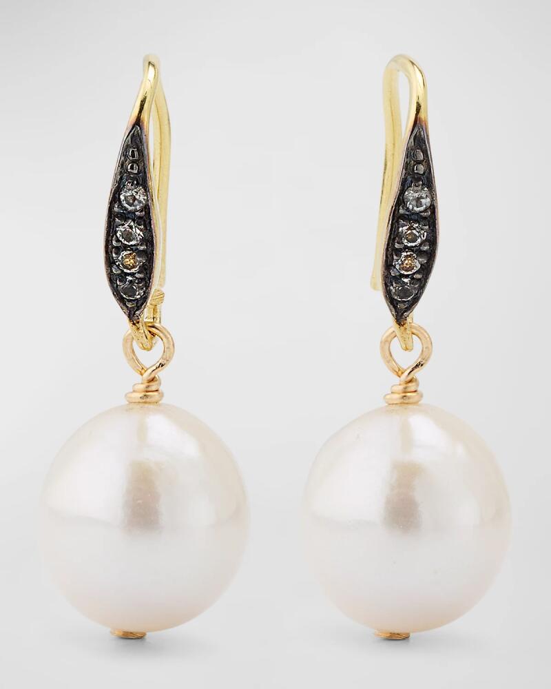 Margo Morrison White Edison Freshwater Pearl Earrings with White Sapphires Cover