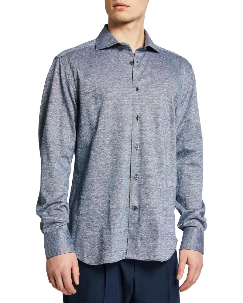 Corneliani Men's Melange Linen-Cotton Sport Shirt Cover