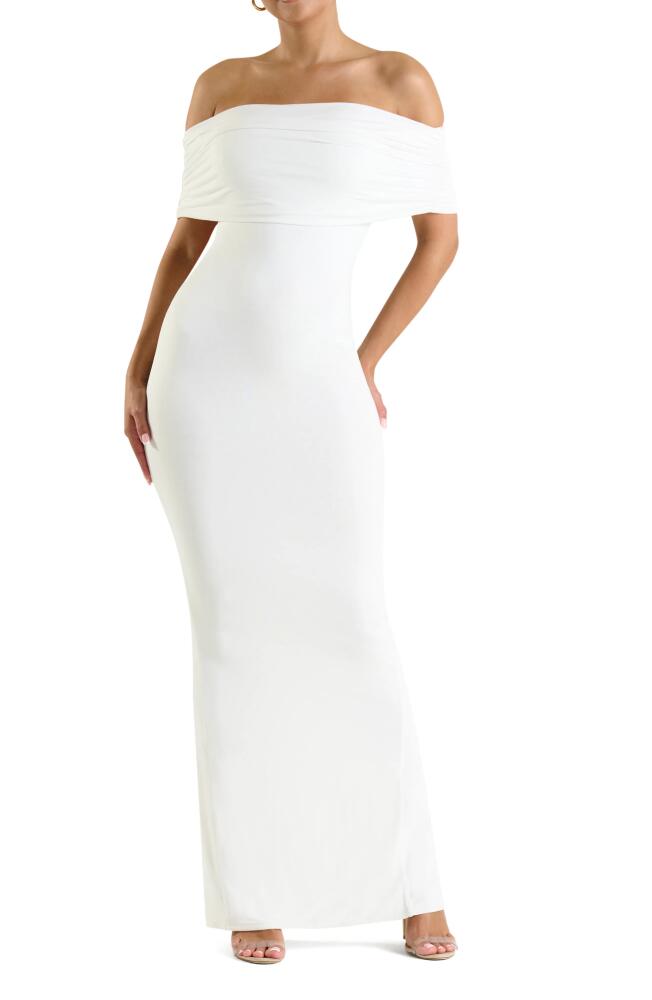 Naked Wardrobe Smooth Off the Shoulder Dress in White Cover