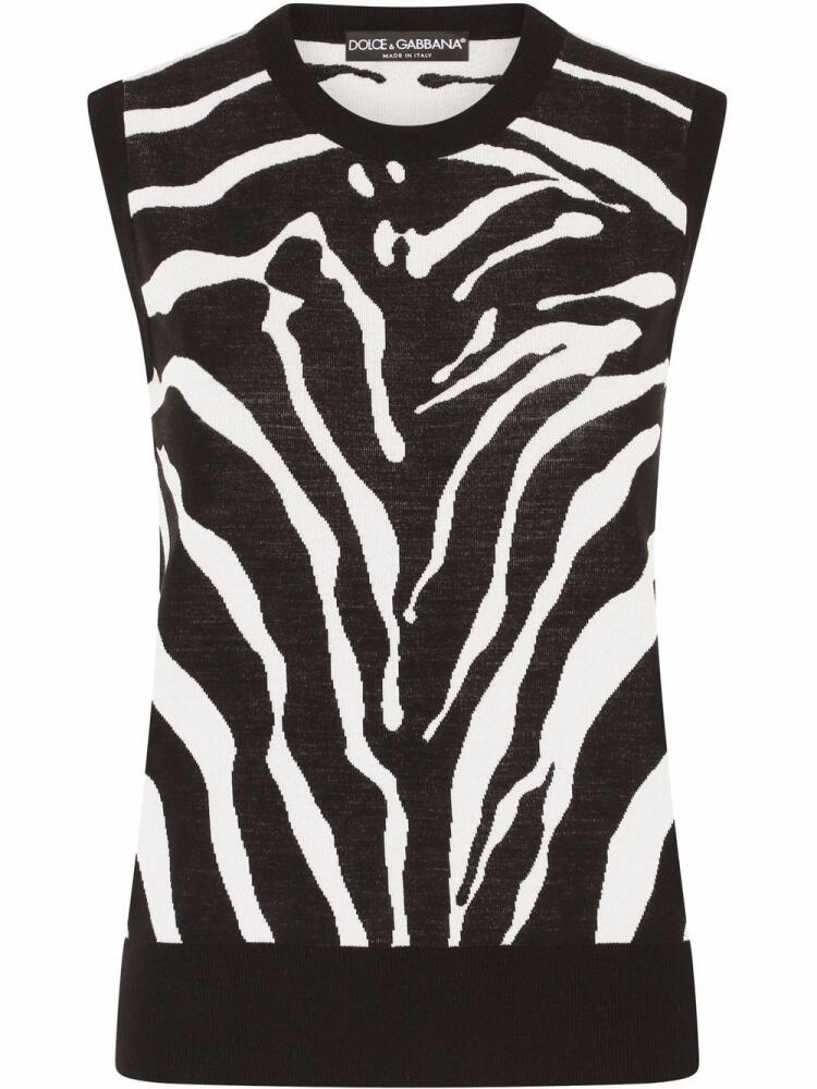 Dolce & Gabbana zebra intarsia-knit vest - Black Cover