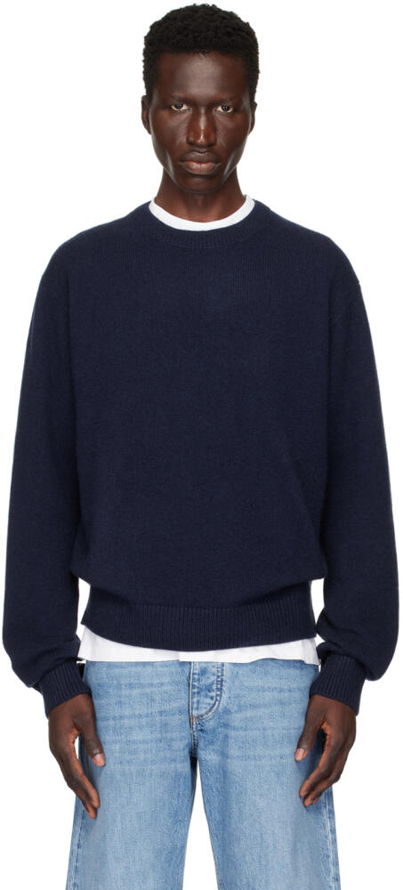 The Elder Statesman Navy Simple Crew Sweater Cover