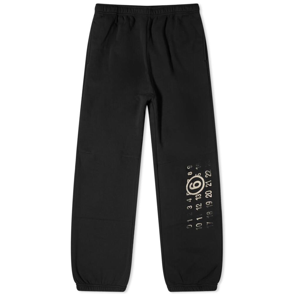 MM6 Maison Margiela Men's Distressed Logo Sweat Pant in Black Cover