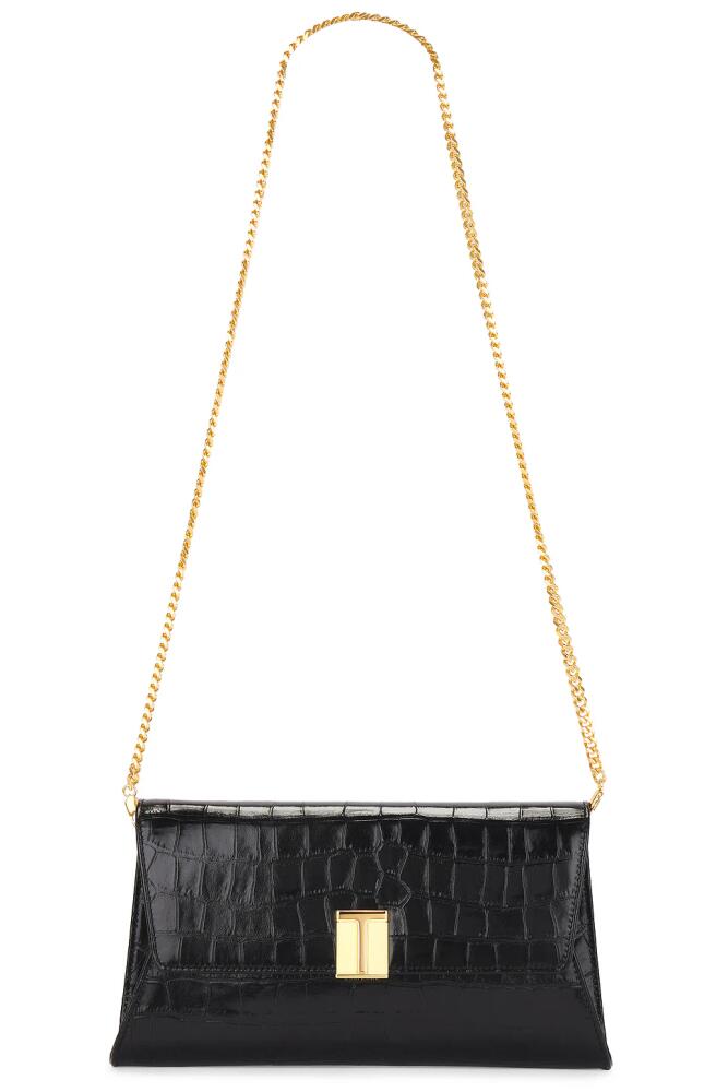 TOM FORD Shiny Printed Croc Clutch in Black Cover