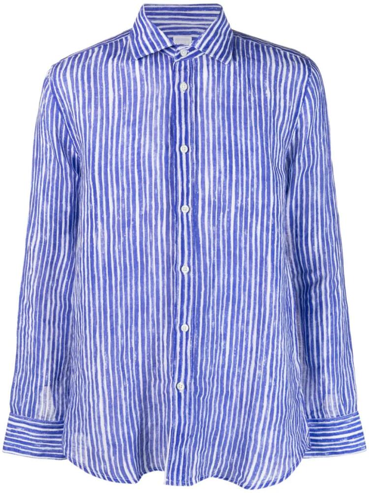 120% Lino stripe-print linen shirt - Blue Cover