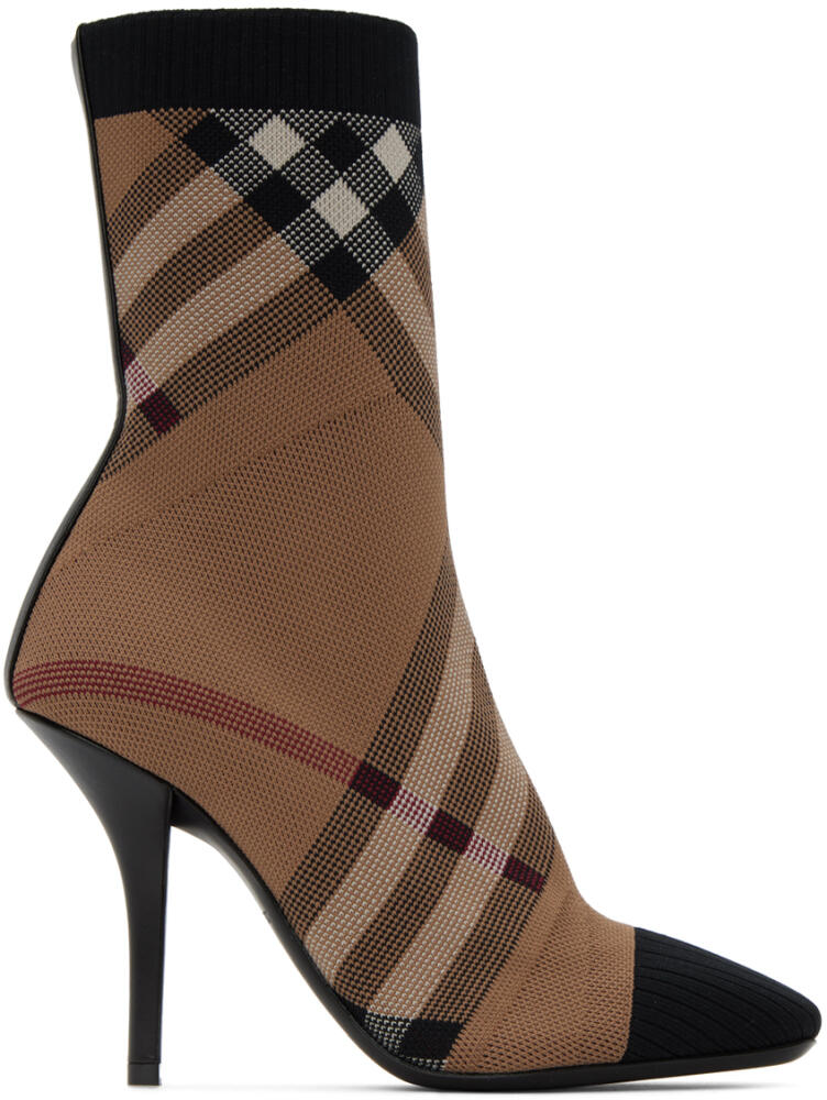 Burberry Tan Check Sock Boots Cover