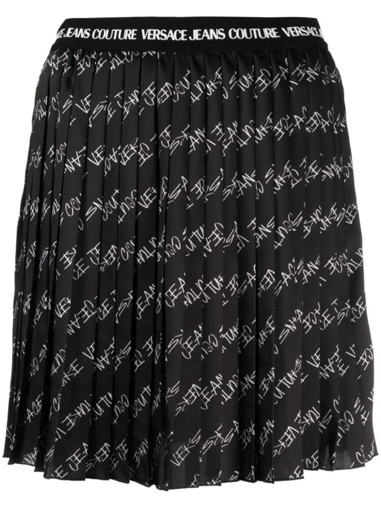 Versace Jeans Couture fully-pleated logo-print miniskirt - Black Cover