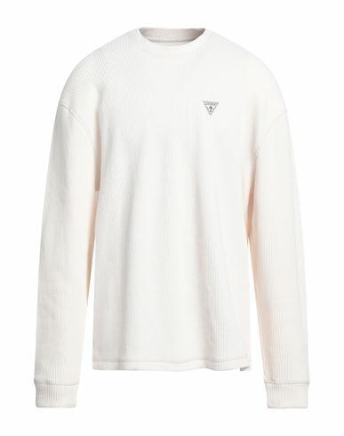 Guess Man Sweater White Cotton Cover