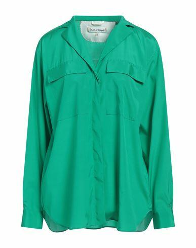 Le Sarte Pettegole Woman Shirt Emerald green Silk, Elastane Cover