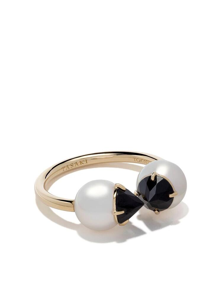 TASAKI 18kt yellow gold Collection Line refined rebellion signature black spinel ring Cover