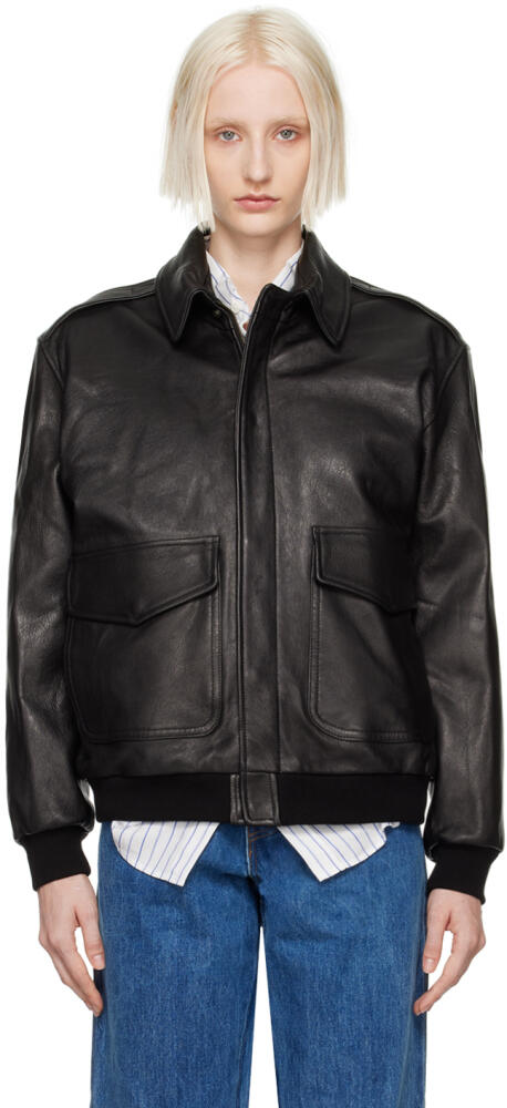 HommeGirls Black Oversized Leather Bomber Jacket Cover