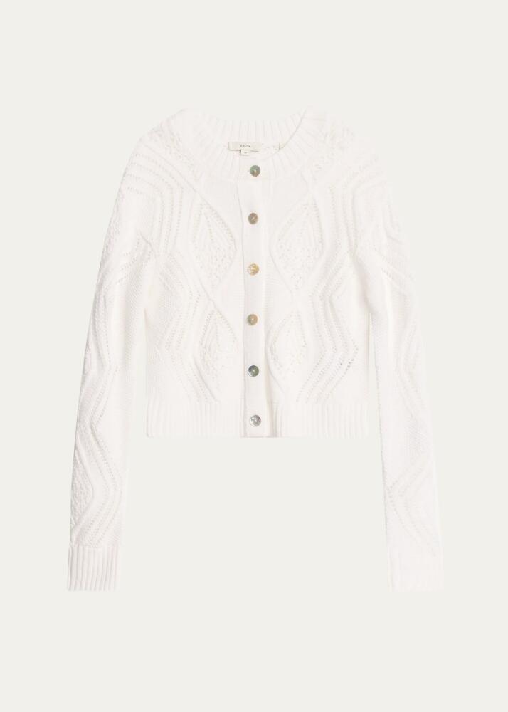 Vince Diamond Cable-Knit Short Cotton Cardigan Cover