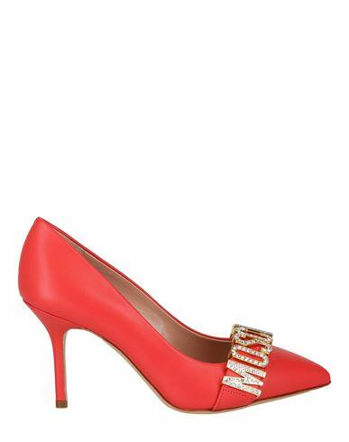 Moschino Crystal Logo Leather Pumps Woman Pumps Orange Calfskin Cover