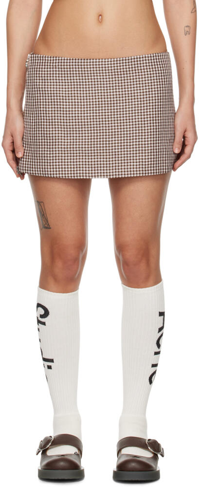 Acne Studios Brown & White Gingham Miniskirt Cover