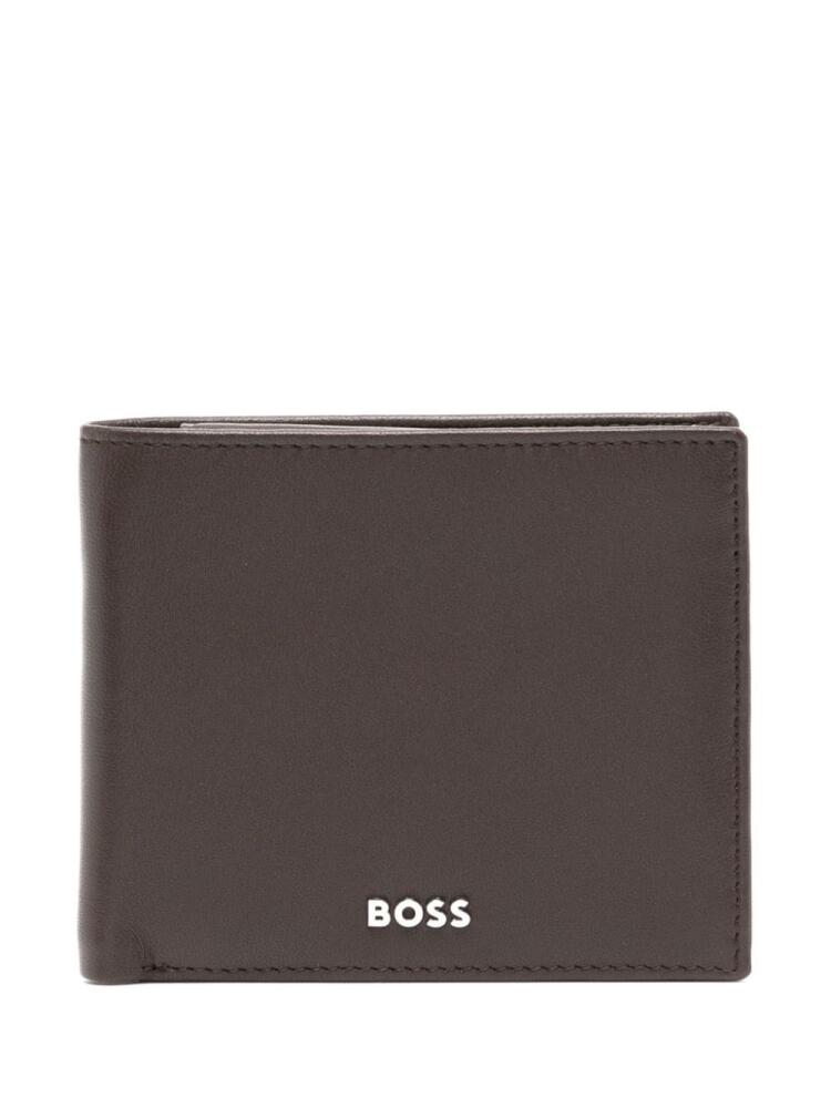 BOSS logo-plaque leather wallet - Brown Cover