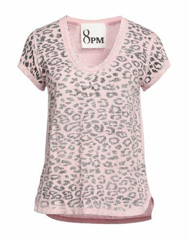 8pm Woman T-shirt Pink Linen, Elastane Cover